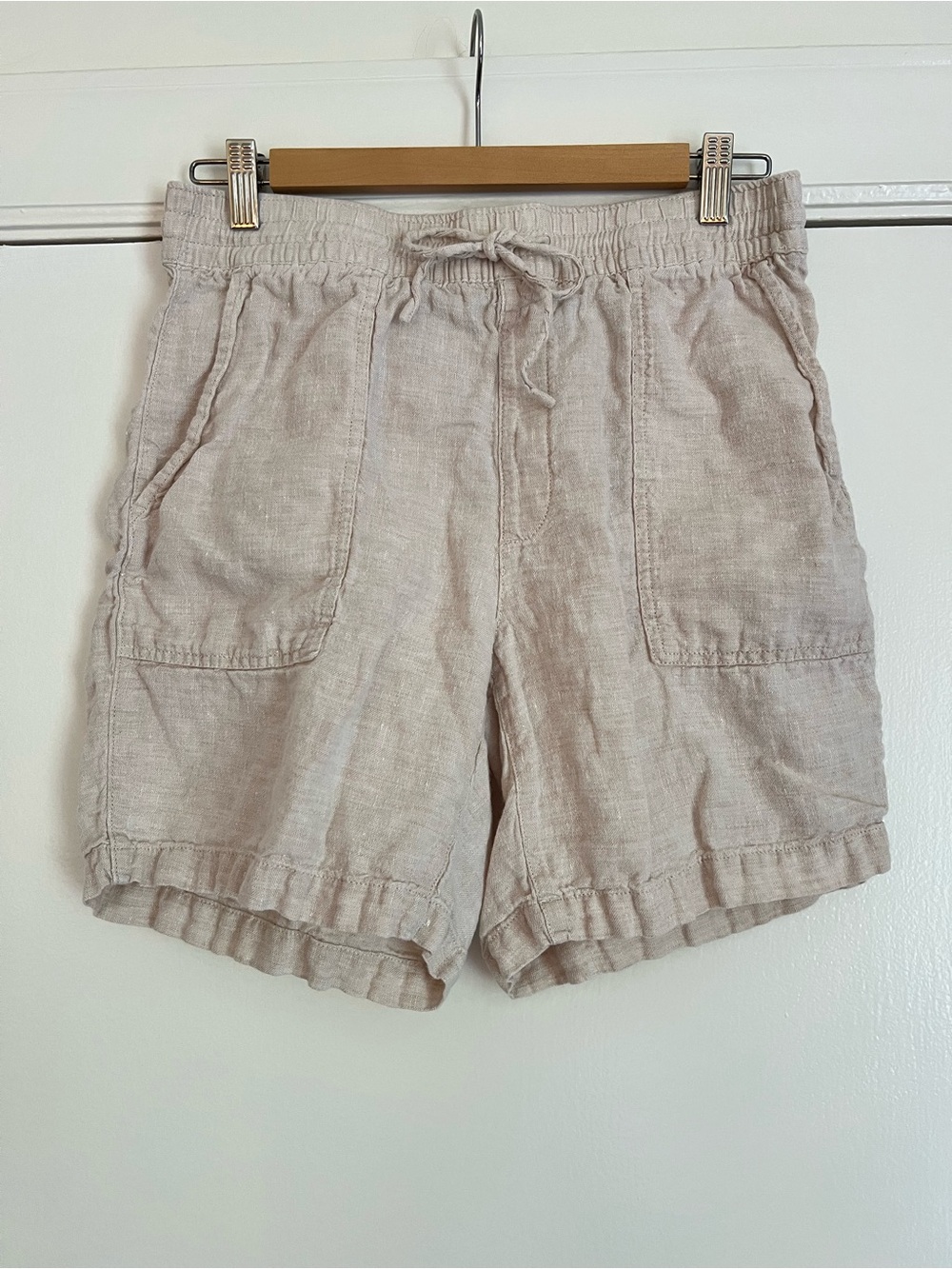Landsend High rise linen drawstring shorts